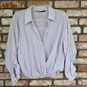 Zara Lavender Striped Button Down Shirt